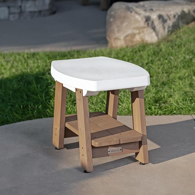 Mayne Mesa Weather Resistant 2-Tier End Table with Built-in UV Inhibitors, Easy Assemble Patio Furniture, Outdoor Furniture for Patio, Porch, Backyard