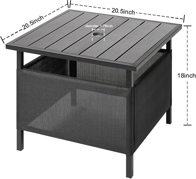 LZRS Adirondack Outdoor End Table with Umbrella Hole, Pool Composite Patio Table,HDPE End Tables for Backyard,Pool, Indoor Companion, Easy Maintenance & Weather Resistant(Light Grey)