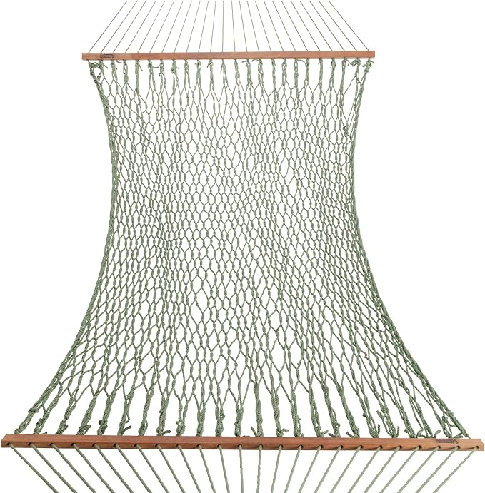 Hatteras Hammocks Deluxe Meadow Duracord Rope Hammock with Free Extension Chains & Tree Hooks, Handcrafted in The USA, 450 LB Weight Capacity, 13 ft. x 60 in