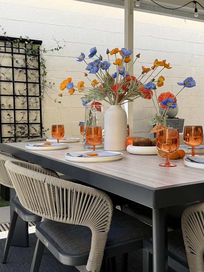 PURPLE LEAF 11 Pieces Outdoor Dining Set Patio Table and Chairs Set Aluminum Wicker Rattan Patio Furniture Set for Lawn Garden Porch Beige Marble Color Outdoor Set