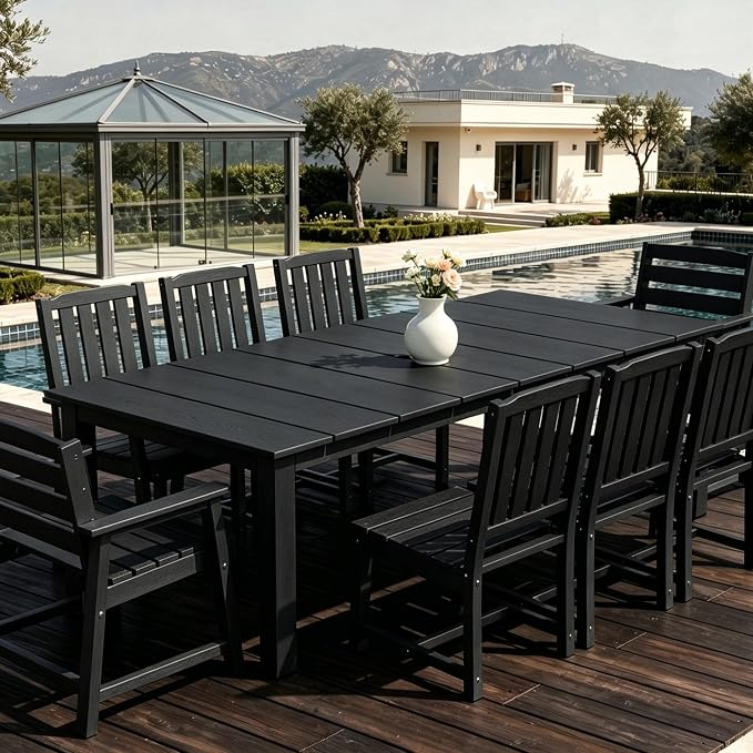 AreShark Patio Dining Chair Set of 2,All Weather HDPE Outdoor Dining Armless Chairs with Wide Seat and Backrest,Weatherproof Patio Chairs for Garden,Backyard,Deck,Black