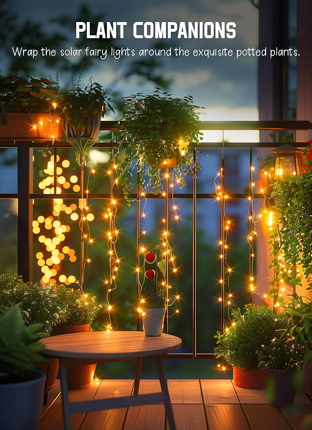 Solar String Lights Outdoor, 2 Packs Total 132 Ft 400 LED Lights Warm White | IP65 Waterproof Solar Fairy Lights with 8 Modes, Twinkle Solar Powered Outdoor Lights for Patio Yard Trees Wedding Christmas