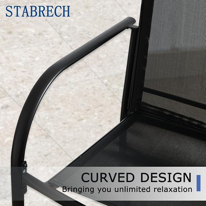 5 Piece Outdoor Dining Set, Patio Table and Chairs Set of 4, 37.5" Black Square Patio Table with 4 Black Stackable Patio Chairs for Lawn, Garden, Porch