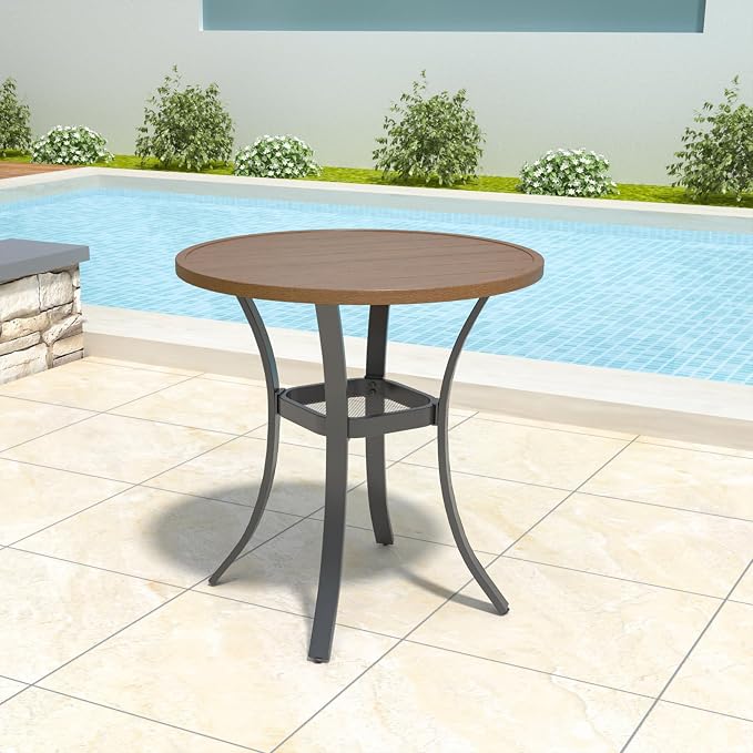 Anmutig Outdoor Bistro Set for 2, Stackable Chairs & Metal Table, Blue | Weather-Resistant Textilene, Black Powder-Coated Steel Frame, Storage Shelf, Easy Assembly, Balcony, Deck, Poolside Use