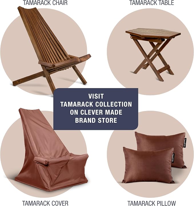 CleverMade Tamarack Folding Table - Outdoor Patio Furniture Accessory for Home Entertaining in the Patio, Backyard, and Deck, Cinnamon, Small