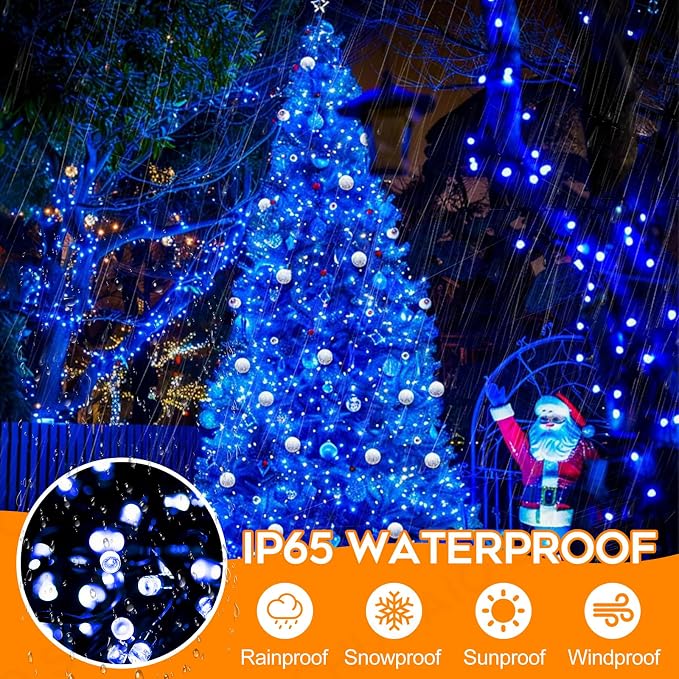 66ft 200 LED Christmas Tree Lights, End-to-End Plug 8 Modes Fairy Lights with Timer, Outdoor Indoor Xmas Light Christmas Tree, Patio, Garden, Party, Wedding, Holiday, Blue