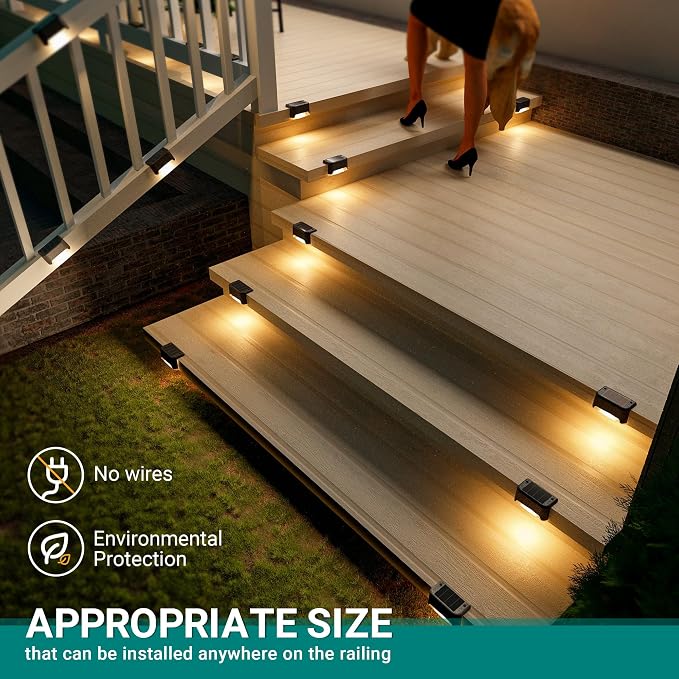 SOLPEX Solar Deck Lights Outdoor 20 Pack, Waterproof Led Solare, Warm White | Solar LED Solare Lights Outdoor Stairs, Step, Fence, Yard, Patio, and Pathway