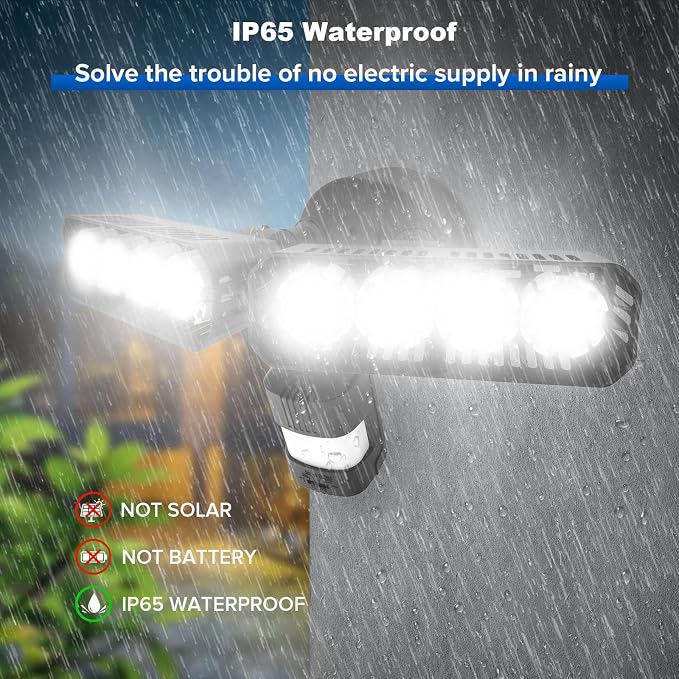 SANSI 36W 3600LM LED Motion Sensor Outdoor Light, IP65 5000K (Black) | 350W Equiv 4 Modes Motion Lights for Outside, Flood Lights Outdoor Security Lights for Backyard, Garage, Yard, Porch