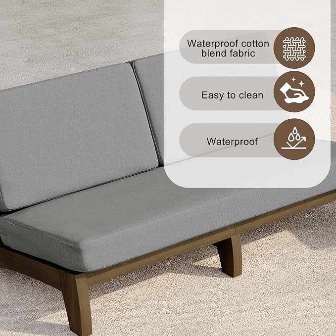 2 Pieces Patio Furniture Sets, All-Weather Outdoor Wood Bistro Set Patio Conversation Side Table Chiars and Patio Loveseat for Balcony, Backyard