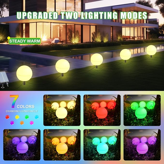 Solar Lights Outdoor Waterproof Decorations, 5 Pack Solar Globe Lights for Outside Color Changing Solar Garden Landscape Lights for Yard Patio Pathway Walkway Wedding Party Decor