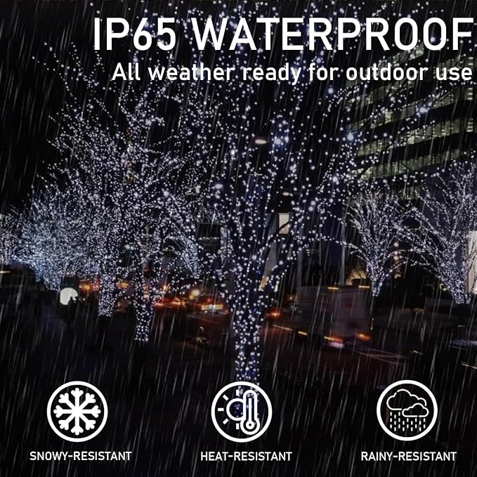 KAQ 6pack 600LED Solar String Lights Outdoor Waterproof Cool White | Total 198FT Flexible Wire With Bright LEDs, 8 Twinkle Modes with Memory, Auto On/Off Easily Decorates Trees, Fences, Garden