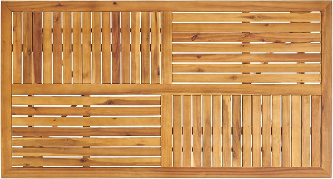 Merax 59" Rectangular Outdoor Dining Table Acacia Wood Patio Table Slat Panels Tabletop, Bear 300LBS, Teak Finish