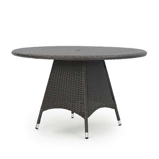 Christopher Knight Home Corsica Wicker Round Dining Table, Grey
