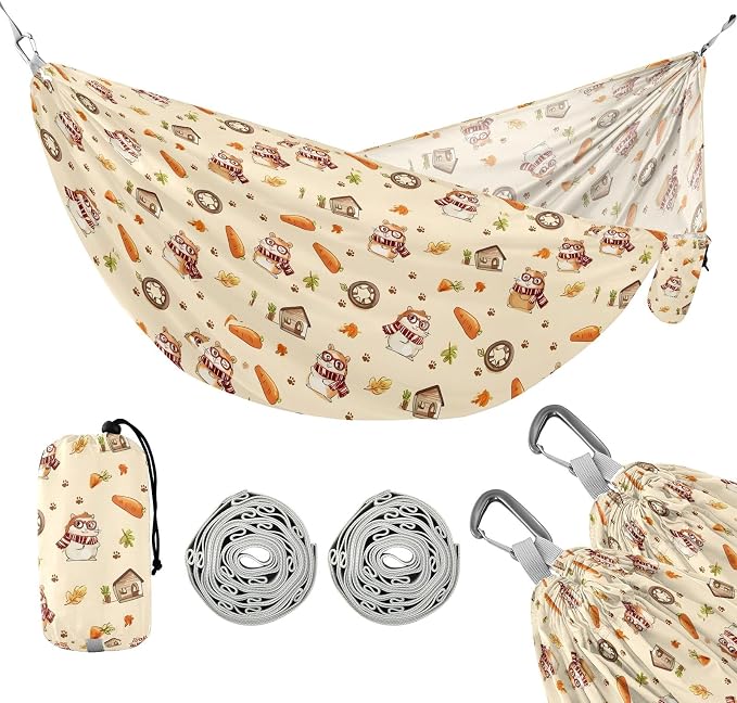 Camping Hammock Outdoor Hammocks for Outside Hamster Fall Cute Beach Trees Portable Lightweight with Pockets Tree Straps Indoor