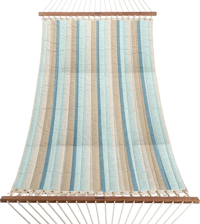 Nags Head Hammocks Gateway Mist Sunbrella Quilted Hammock – 13 ft. x 55 in., 450 lb Capacity, Cumaru Spreader Bar, Galvanized Hardware, Handcrafted in The Carolinas