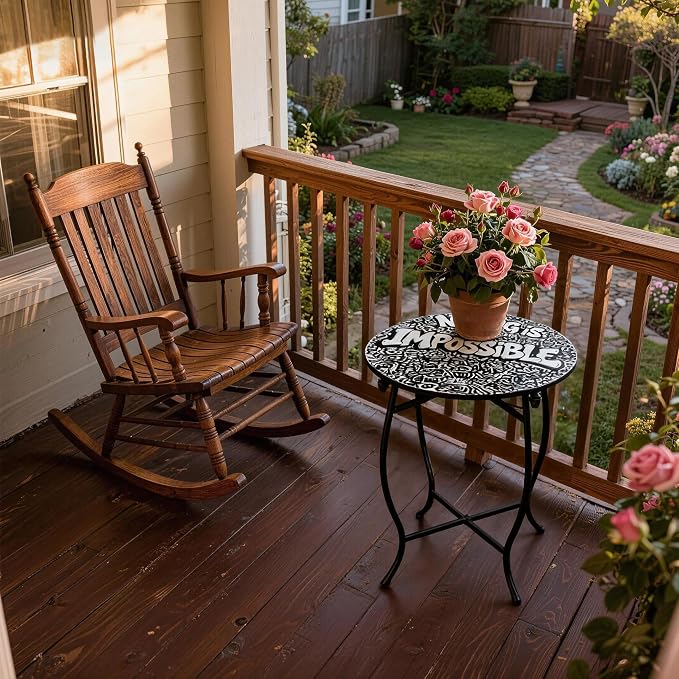 Outdoor Side Table, Versatile Round Side Table for Balcony Yard Porch Rocking Chair and Pool Chair, Weather Resistant Metal Patio Table for Indoor Outdoor Use, Easy Assembly
