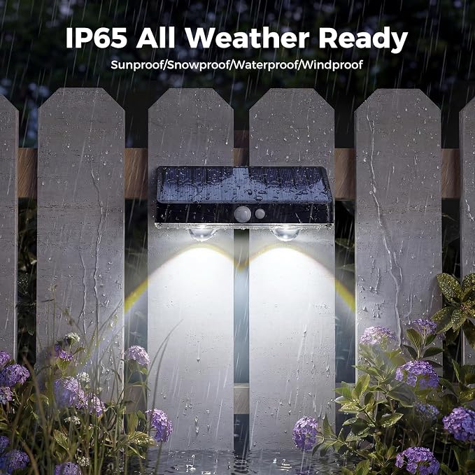 kolpop 16 Pack Solar Fence Lights Outdoor with 3 Modes Motion Sensor,IP65 Waterproof Fence Lights Solar Powered,1200mAh 60LM Bright LED Solar Lights for Fence,Patio,Backyard,Wall,Garden(Cool White)