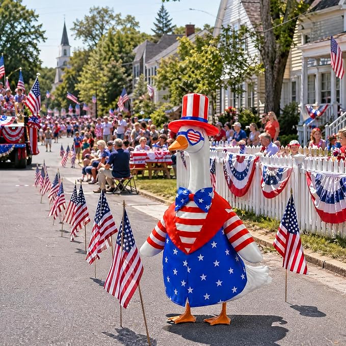 4th of July Goose Outfit with American Flag Patriotic Porch Goose Costume