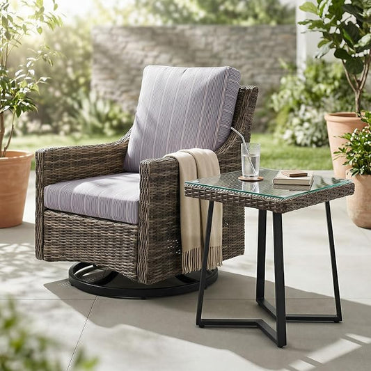 Wicker Patio Conversation Set, Outdoor Patio Furniture Set with Deep Seating, Wide Armrests & Thick Cushions, All-Weather Outdoor Furniture Set for Patio, Porch, Deck & Backyard