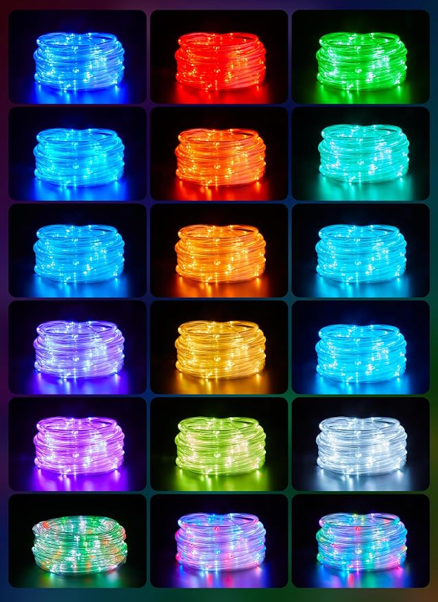 Brightown Solar String Lights Outdoor Waterproof, 39FT 100LEDs, Multicolor | 18 Colors Changing Fairy Rope Light Solar Powered with Remote, Trampoline Light Rope Lighting for Outside Christmas Party