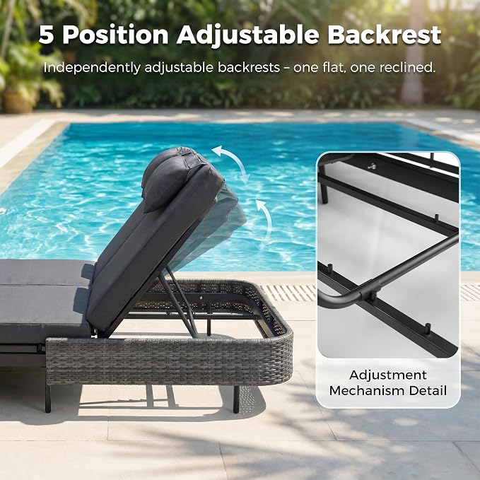 NICESOUL 13 Piece Patio Furniture Set with Fire Pit, 29.3'' High Back Outdoor Patio Set with Fire Pit & Chaise Lounge, Large Modular Outdoor Grey Wicker Sofa 500 lbs Heavy Duty for Deck, Pool
