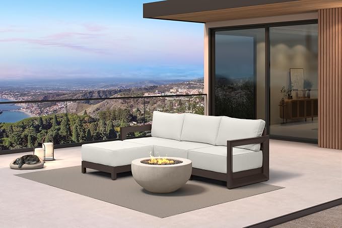 PURPLE LEAF Patio Furniture Set L-Shaped Outdoor Couch with 9.6" Thick Cushion and Soft Pillows 4 Piece Outdoor Sectional Sofas with Ottoman Modern Patio Conversation Sets for Yard Porch Deck, Bronze