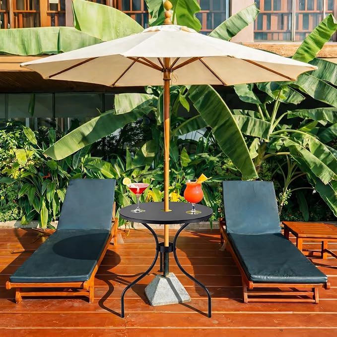 Novabright 15.75 Inch Outdoor Round Patio Umbrella Table Small Patio Round Metal Dining Table with 2 Inch Umbrella Hole Outdoor Cafe Tabletop for Yard Bistro Lawn Balcony Backyard