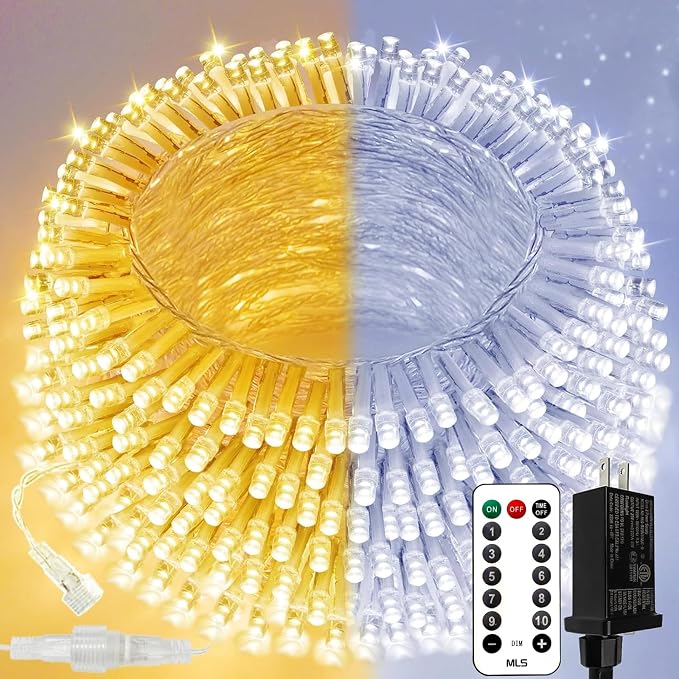200 LED Connectable String Lights with Remote, Warm White to Cool White | 11 Modes, Timer, 66FT Clear Wire Waterproof Color Changing Twinkle Fairy Lights Plug in for Bedroom Patio Xmas Tree Decor