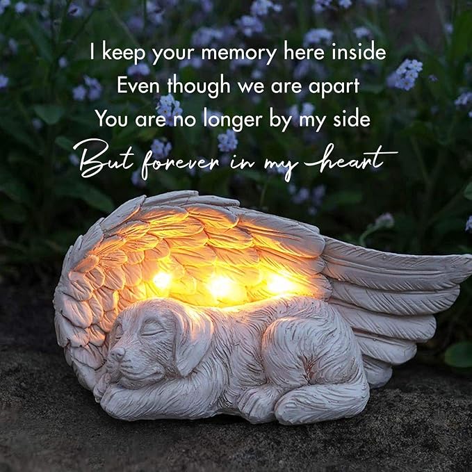 iHeartDogs Forever My Guardian Angel Garden Solar Light, Dog Memorial Stone | Pet Memorial Gifts, Dog Figurine, Solar-Powered, Garden Decor