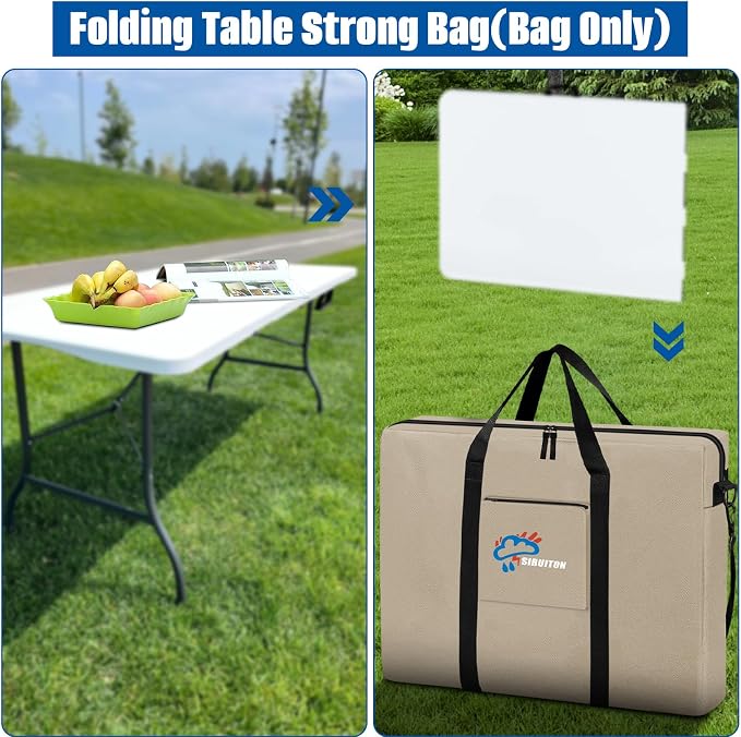 SIRUITON Folding Table Storage Bag, Portable 600D WaterProof Carry Bag for Folding Picnic/Camp Tables with Reinforcing Plate & Shoulder Strap, 36" D x 30" W x4.7 H Fits 6FT Folding Tables