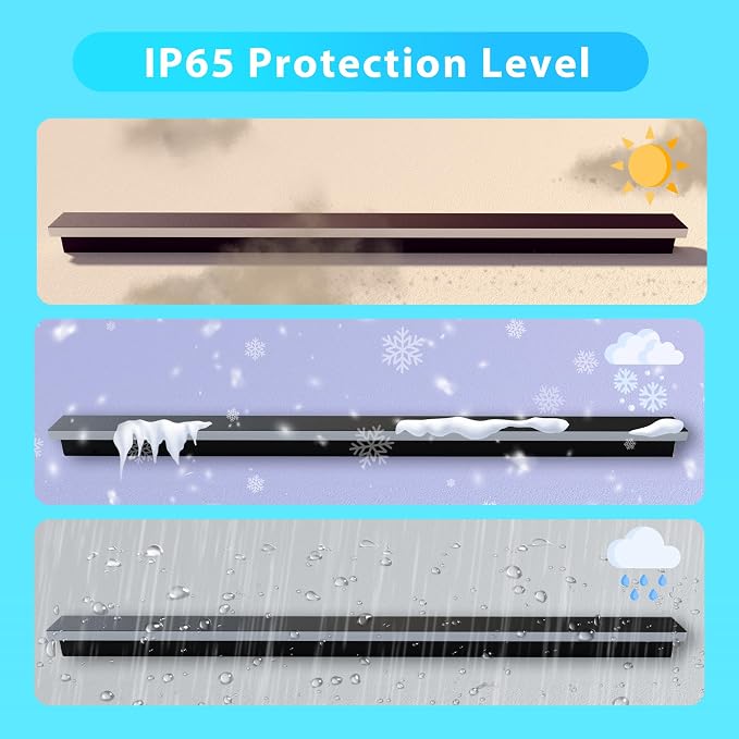 Outdoor Wall Light LED Long Wall Sconce 23.63in Ip65 Waterproof Black Modern Outdoor Lights 3000k 20W Metal Exterior Light Fixture For Porch Light Patio Front Door Yard Garden Villa Living Room