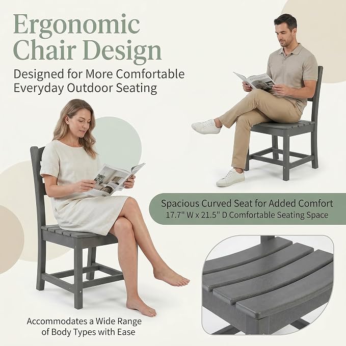 Charcoal Gray 3-Piece HDPE Outdoor Patio Bistro Set with Round Table and 2 Chairs