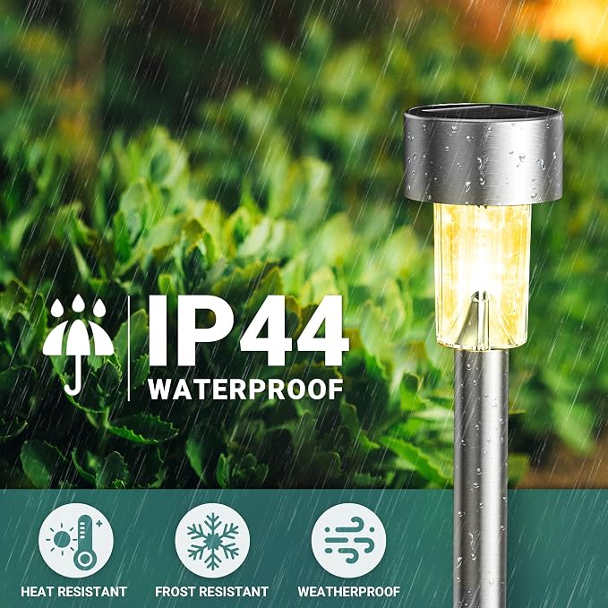 GIGALUMI Outdoor Waterproof Multicolor Solar Garden Lights, 12 Pack | Stainless Steel LED, Color-Changing Glow, Ideal for Patio Lawn Yard Landscape, Garden & Patio Decor