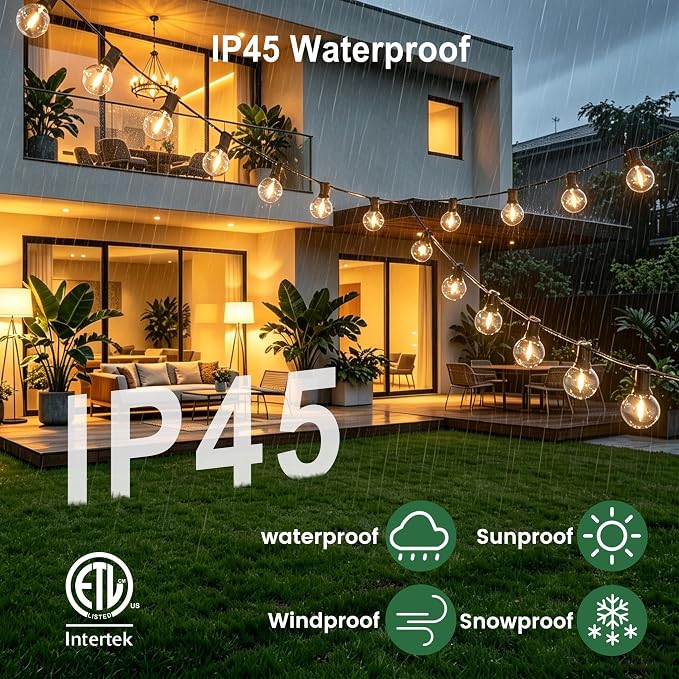 Outdoor String Lights with Remote 75FT Waterproof Outside Lighting for Yard | 1FT Bulbs Apart,75 Feet Dimmable Connectable Patio Lights with Remote,Timer, 3 Modes for Backyard, Bistro,Garden,Balcony,Deck