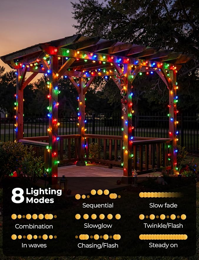 Brightown 2 Pack Flower Solar String Lights Outdoor Waterproof, Multicolor | Total 46FT 100 LED Solar Powered Fairy Lights with 8 Modes for Christmas Yard Garden Tree Patio Lawn Holiday Outdoor Decor