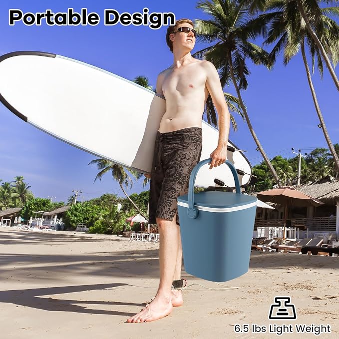 Moccha Outdoor Side Table Cooler - 4 Gallon Cooler Side Table w/Handle, Bottle Opener & Lift Top Lid, 3-in-1 Ice Bucket for Beer & Wine Storage, Cocktail Patio Bar Table for Beach Pool Picnic