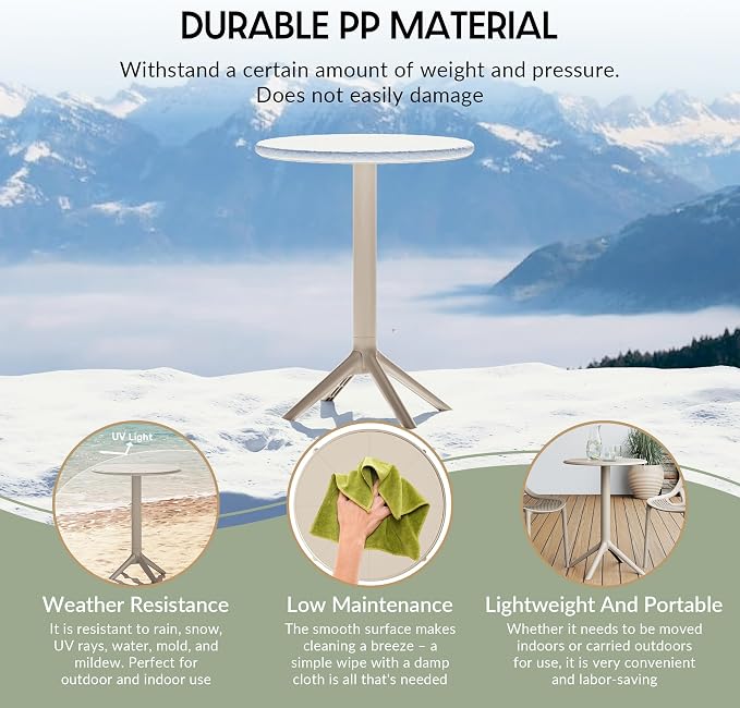 WestinTrends Playa 23.5" Outdoor Polypropylene Resin Round Patio Bistro Dining Table for 2, Sand