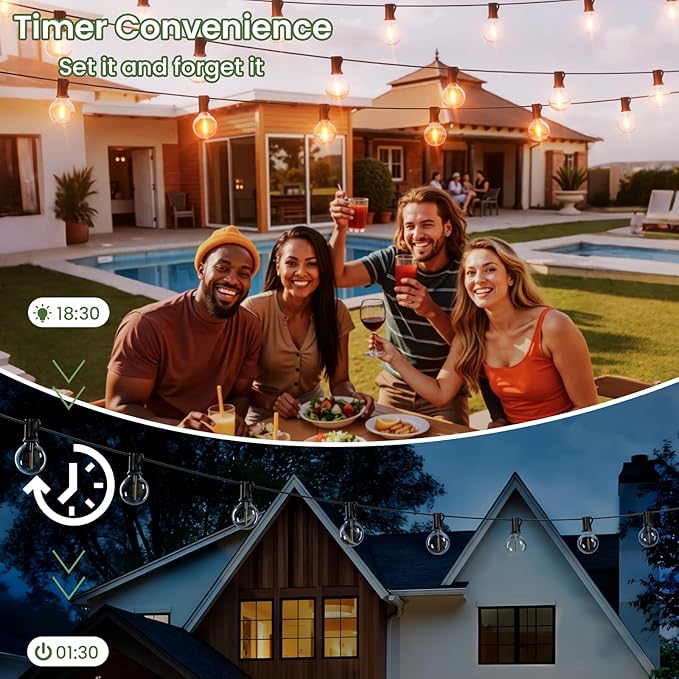 Svater Solar Outdoor String Lights 75 FT, G40 Patio Lights Shatterproof Dimmable Vintage Edison Bulbs, Solar Powered Weatherproof Light for Patio, Backyard, Garden, Bistro, Warm White