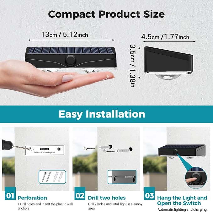 kolpop Solar Fence Lights Outdoor,11 Modes&9 Colors RGB/Cold/Warm White Fence Lights Solar Powered,IP65 Waterproof, 60LM LED Color Changing Solar Lights for Patio,Backyard,Wall,Deck,Party,Decor 6 Pack