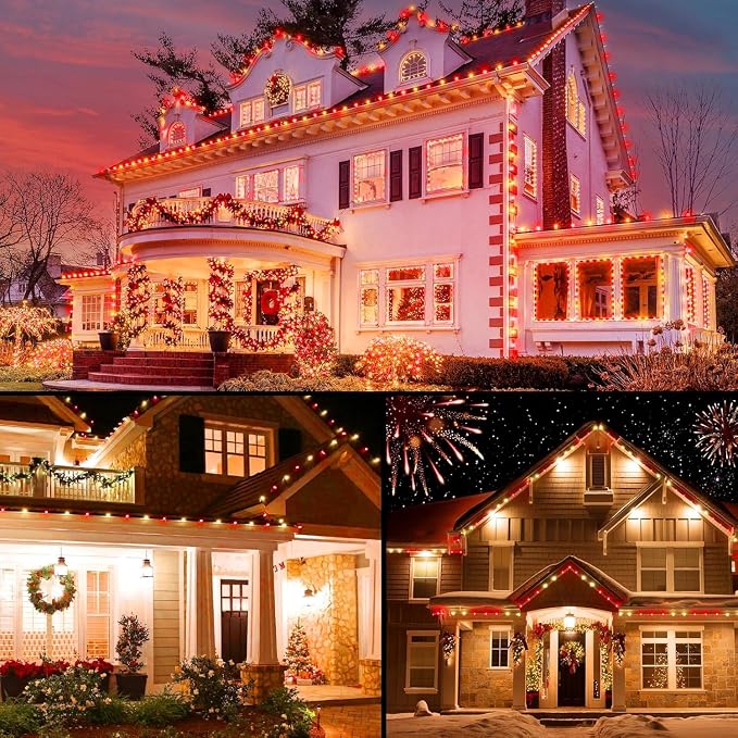 Brightown C9 Christmas String Lights Outdoor Led Fairy Lights Faceted Strawberry Lights Extendable UL Certified for Party Holiday Wedding Christmas Indoor Outdoor Decor