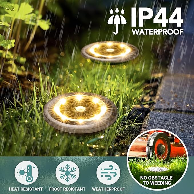 SOLPEX 10 Pack Small Solar Ground Lights, Pathway Lights Warm White | Stainless Steel Solar Powered Walkway Lights Waterproof, Landscape Lighting for Driveway, Garden, Backyard, Patio