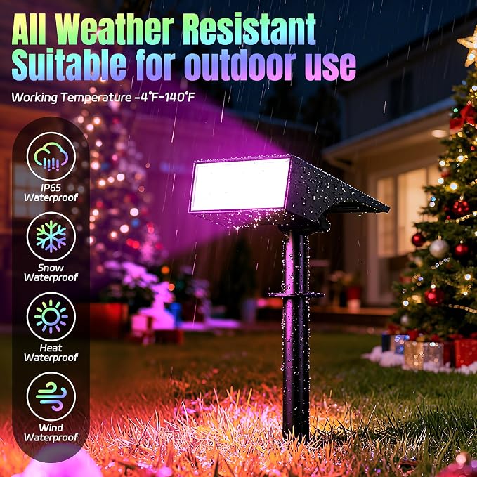 WENATY Solar Spot Lights Outdoor Waterproof, 12 Pack Solar Spotlights, RGB | 7 Lighting Modes, Color Changing Solar Powered Landscape Flood Lights for Halloween & Christmas Decorations Yard Garden Tree