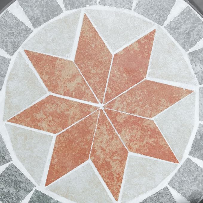 Outsunny 12" Patio Round Side Table, Outdoor Footstool, Garden Mosaic Accent Side Table, Plant Stand, Gray