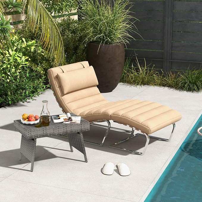Outdoor Side Table for Patio, Folding PE Rattan End Table with Metal Frame, Portable Wicker Coffee Table for Garden Porch Balcony Deck Poolside (Grey)