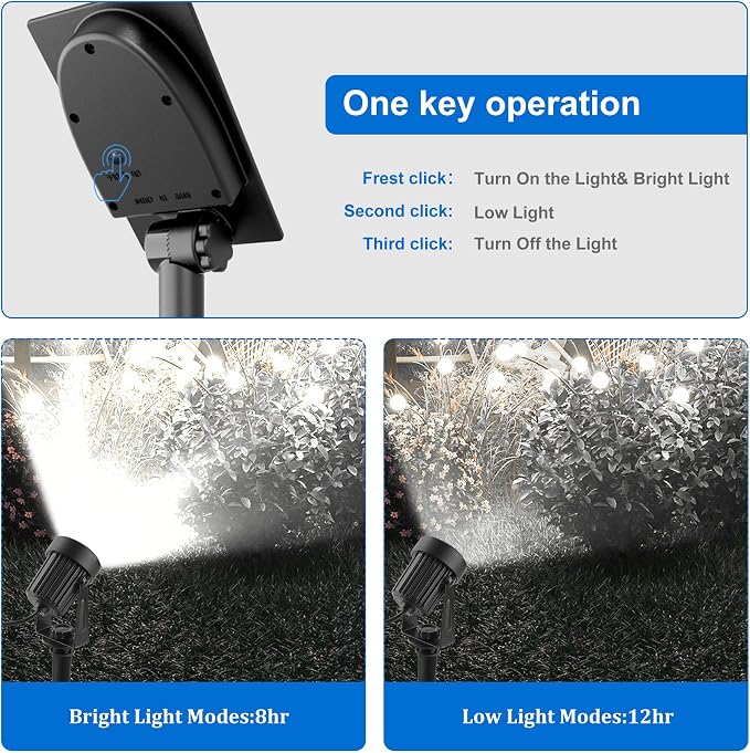 Solar Spot Lights Outdoor, 6000K Cool White Landscape Spotlights IP65 Waterproof 9.8ft Cable, Dusk to Dawn Solar Uplights for Trees Garden Yard Driveway Porch Walkway Pool (6-in-1)
