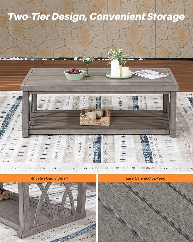 Aluminum Outdoor Patio Furniture Set, 4-Piece Patio Conversation Set with Cushions, All Weather Outdoor Sofa Set Patio Sectional Couch Set for Deck, Lawn, Poolside, Backyard, Limed Oak