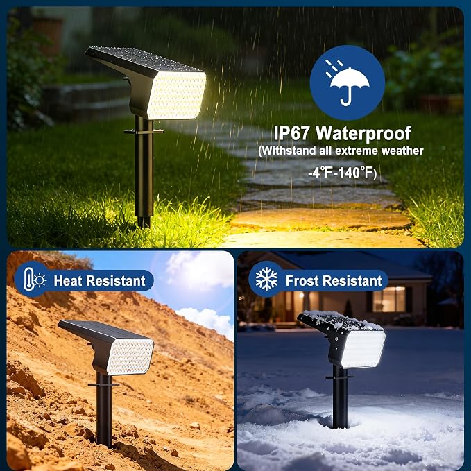LANSOW Solar Spot Lights Outdoor Waterproof IP67, (8 Pack/90 LED/4 Modes) Solar Landscape Spotlights, 2-in-1 Solar Powered Flood Lights for Yard Garden Pathway Outside Tree, Auto ON/Off(Warm White)