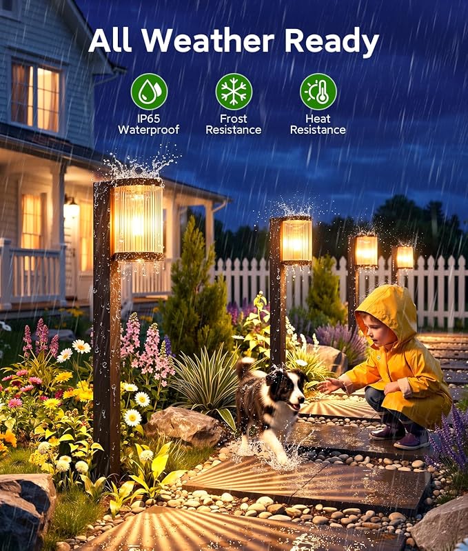 ELECLINK Solar Pathway Lights Outdoor, 4 Pack Upgraded Outdoor Solar Lights for Outside Super Bright Up to 15Hrs, IP65 Waterproof Solar Garden Lights for Yard Path Walkway Decor Landscape Lighting