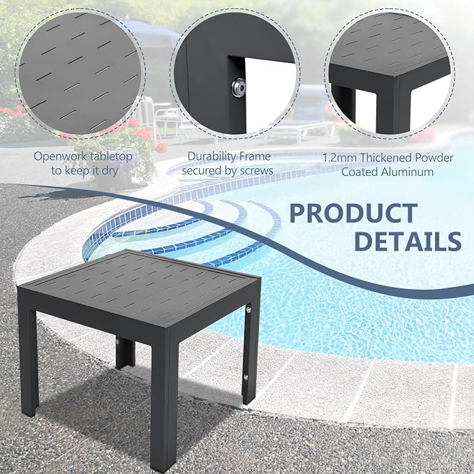 RADIATA 10 Pieces Aluminum Patio Furniture Set with Side Table, Morden Outdoor Sectional Sofa, Large Conversation Seat with Thick Cushion for Garden Backyard Deck Porch (Grey)