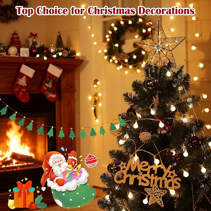 33FT 100LED Christmas Lights Indoor, Globe String Lights for Bedroom 8 Modes with Remote, Outdoor Hanging Fairy Lights for Room Wedding Garden Christmas Tree Party Decor, Warm White